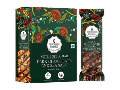 Wingreens Harvest Nuts & Seeds Bars - Dark Chocolate & Sea Salt, 180 g