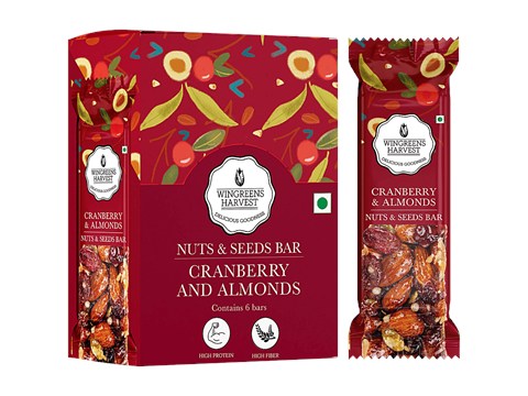 Wingreens Harvest Nuts & Seeds Bar - Cranberry & Almond, 180 g