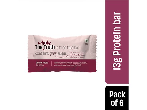 The Whole Truth Protein Bars - Double Cocoa, No Added Sugar, All Natural, 52 g