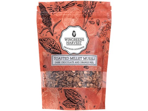 Wingreens Harvest Toasted Millet Muesli - Dark Chocolate & Orange Peel, 250 g