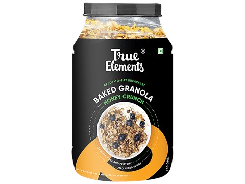 True Elements Baked Granola - Honey Crunch, High In Protein & Fibre, 900 g