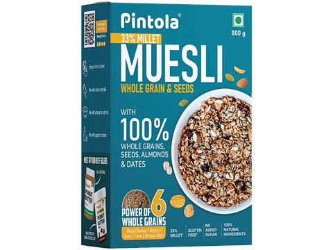 Pintola Whole Grain & Seeds Muesli - With 33% Millet, 20% Nuts & Seeds & 6% Dates, 800 g