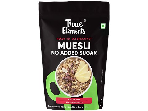 True Elements No Added Sugar Muesli - 13.5g Protein Per 100g, High Fibre, Ready To Eat Breakfast, 700 g