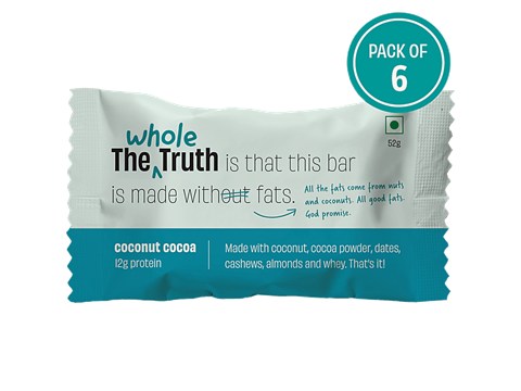 The Whole Truth Protein Bars - Coconut Cocoa, No Added Sugar, All Natural, 52 g
