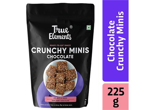 True Elements Chocolate Crunchy Minis - Ready To Eat Snack, Rich In Protein, 225 g