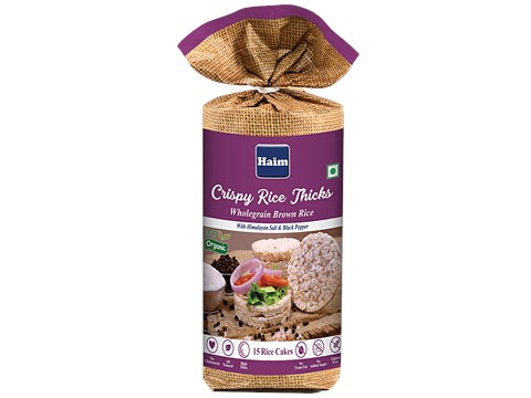 Haim Crispy Rice Thicks - Wholegrain Brown Rice Cake With Himalayan Salt & Black Pepper, 110 g