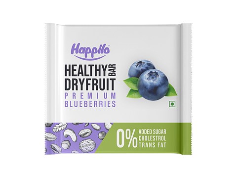 Happilo Premium Blueberries Healthy Mini Dry Fruit Bar, 15 g