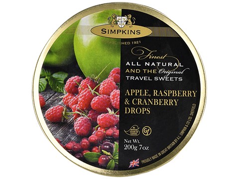 Simpkins  Travel Sweets - Apple, Raspberry & Cranberry, Contains Added Flavour, 200 g