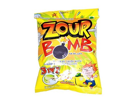 Zour Bomb Sour Candy - Lemon with Sherbet Powder Filling, 3 in 1 Extremely, Medium, 110 g