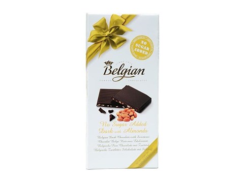 The Belgian No Sugar Added Dark Chocolate - Almond, 100 g