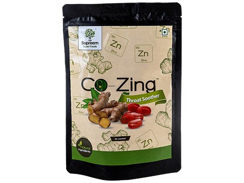 Supreem Super Foods Co-Zing - Throat Soother Candy, Ginger Extract & Zinc, 50 pcs