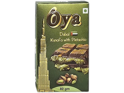 Oya Dubai Kunafa With Pistachio Chocolate Bar, 80 g