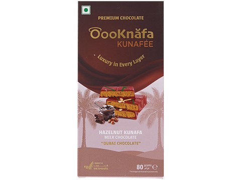Oooknafa Hazelnut Kunafa Milk Chocolate, 80 g