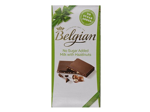 The Belgian No Sugar Added Milk Chocolate - Hazelnut, 100 g