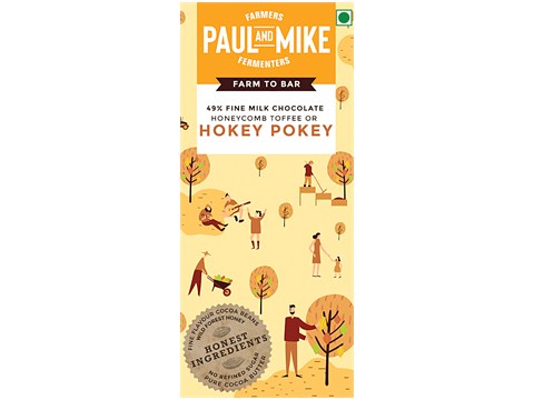Paul And Mike Honeycomb Toffee Or Hokey Pokey Chocolate - 49% Fine Milk, No Refined Sugar, Natural, 68 g