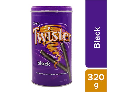 Twister Flavoured Cream Wafer Roll - Black, 320 g