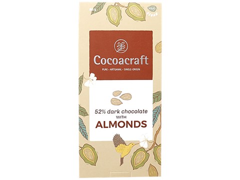 Cocoacraft Dark Chocolate With Roasted Almonds - Artisanal, Pure, Rich Flavour, 80 g