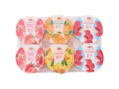 Inaco Nata De Coco Pudding - Lychee, Mango, Strawberry, Orange, 510 g