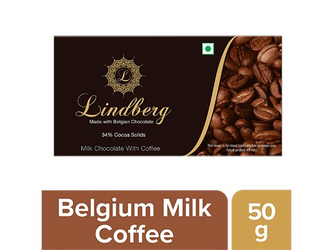 Lindberg Belgian Milk Chocolate - Coffee, 34% Cocoa Solids, 50 g
