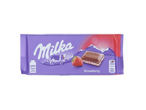 Milka Strawberry Chocolate Bars From Alpine Milk - Smooth, 100 g