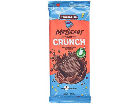 Mr Beast Feastables Crunch Milk Chocolate Bar With Puffed Rice, 60 g