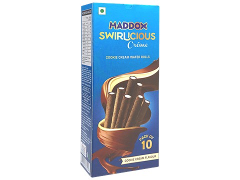 Maddox Swirlicious Creme Cookie Cream Wafer Rolls - Mini, 105 g