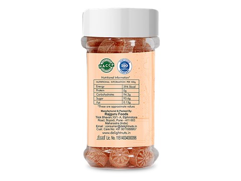 Delight Nuts Premium Orange Candy - Provides Freshness, Tangy & Sweet Taste, 130 g