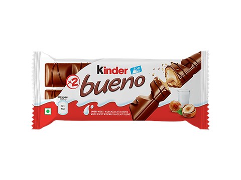 Kinder Bueno Milk Chocolate Covered Wafer Biscuit With Milky Hazelnut Filling, 43 g