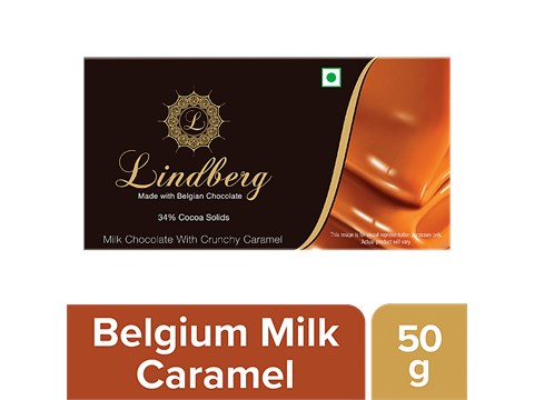 Lindberg Belgian Milk Chocolate - Crunchy Caramel, 34% Cocoa Solids, 50 g