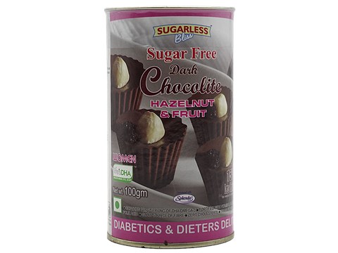 Sugarless Bliss Sugar Free Dark Chocolate - Hazelnut & Fruit Women, 100 g