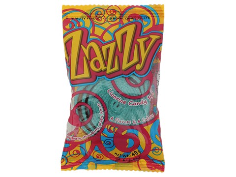Zazzy Licorice Candy - 4 Flavours Raspberry, Strawberry, Grape, Lemon, 40 g