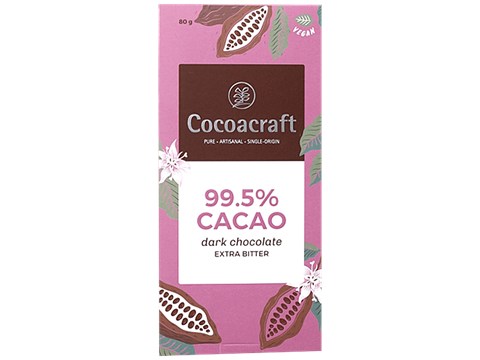 Cocoacraft 99.5% Cacao Extra Bitter Dark Chocolate Couverture - Rich Flavour, Artisanal, Pure, 80 g
