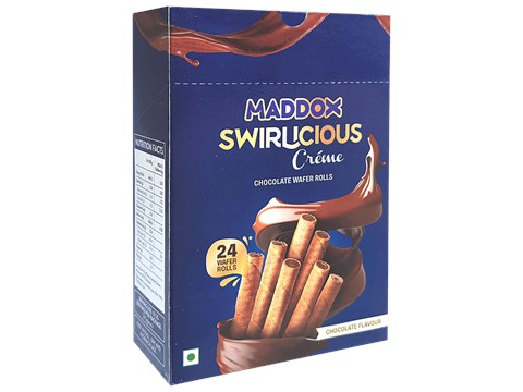 Maddox Swirlicious Creme Chocolate Wafer Rolls, 252 g