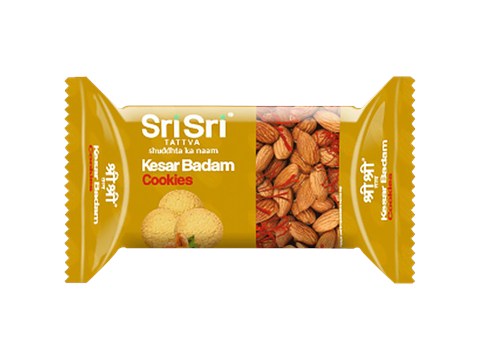 Sri Sri Tattva Kesar Badam Cookies - Teatime Snack, Baked, 50 g