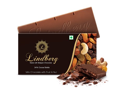 Lindberg Belgian Milk Chocolate - Fruit & Nut, 34% Cocoa Solids, 50 g