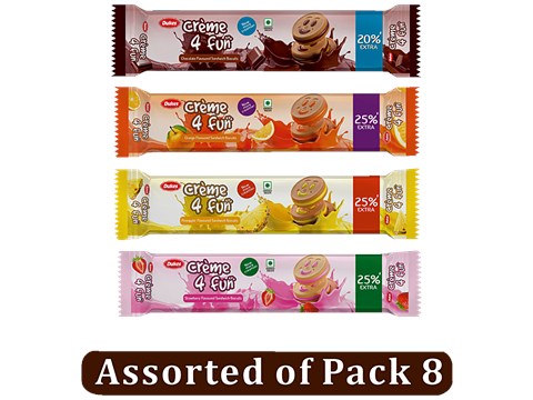 Dukes  Cream 4 Fun Sandwich Biscuits Assorted - Crunchy & Sweet, 150 g