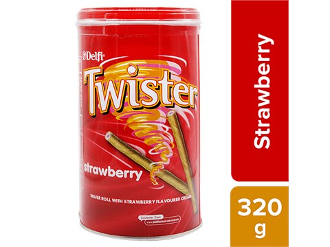 Twister Flavoured Cream Wafer Roll - Strawberry, 320 g