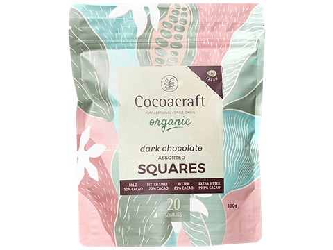 Cocoacraft Assorted Organic Dark Chocolate Squares - Vegan, Rich Flavour, 5 g
