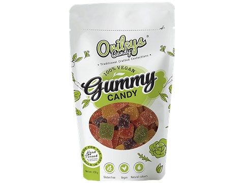 Orileys Vegan Jujubes Gummy Candy - Assorted Fruit Flavour, 250 g