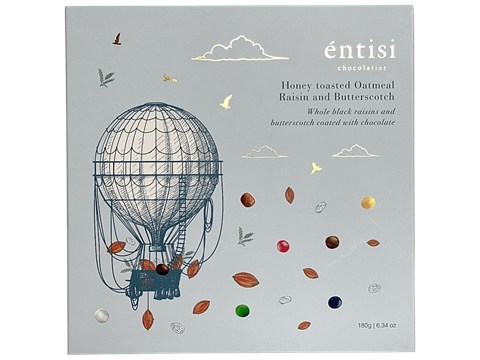Entisi  Whole Black Raisins & Butterscotch Coated Chocolate - With Honey Toasted Oatmeal, Handcrafted, 180 g