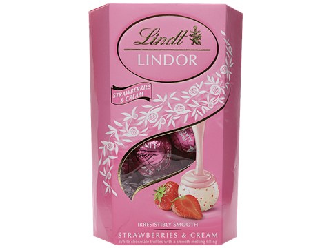 Lindt Lindor White Chocolate Truffles - Strawberries & Cream, Smooth, Rich Flavour, 200 g