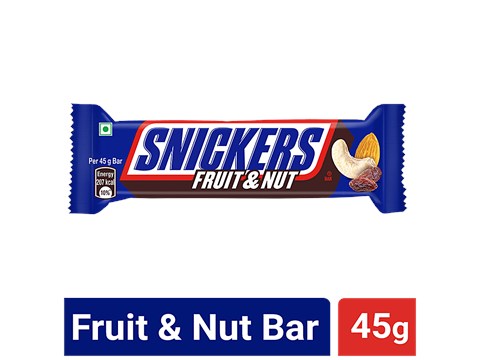 Snickers Chocolate Bar - Fruit & Nut Flavour, 45 g
