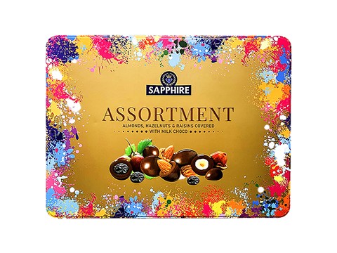 Sapphire  Gold Assorted - Almonds, Hazelnuts & Raisins Covered With Milk Choco, 350 g