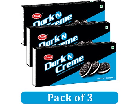 Dukes  Dark N Creme Vanilla Flavoured Sandwich Cookies - Crunchy, 250 g