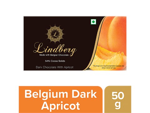 Lindberg Belgian Dark Chocolate - with Apricot, 54% Cocoa Solids, 50 g