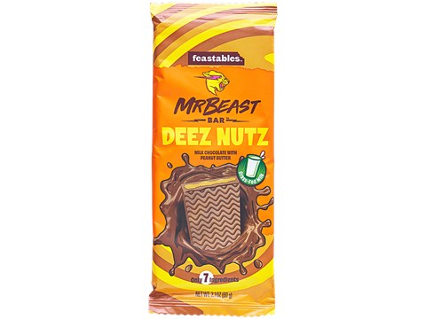 Mr Beast Feastables Deez Nutz Milk Chocolate Bar With Peanut Butter, 60 g