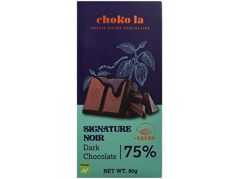 Choko La Signature Noir 75% Dark Chocolate Bar, 80 g