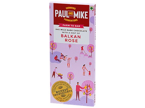 Paul And Mike 64% Mild Dark Chocolate With A Hint Of Balkan Rose, 68 g