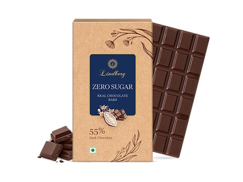 Lindberg Zero Sugar Real Dark Chocolate Bar - 55% Cocoa, 80 g