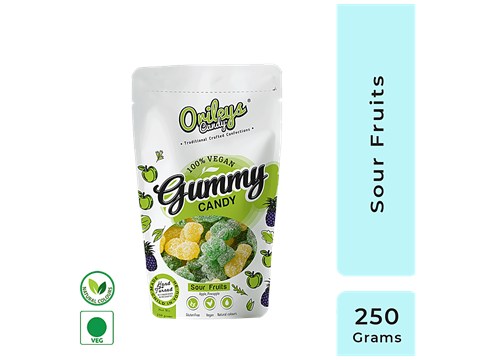 Orileys Candy Gummy Candy - Sour Fruits Flavour, Vegan, Gluten Free, 250 g